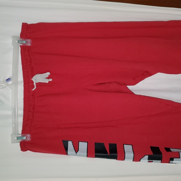 Red Sweatpants with Bold Lettering - Picture 3 of 9